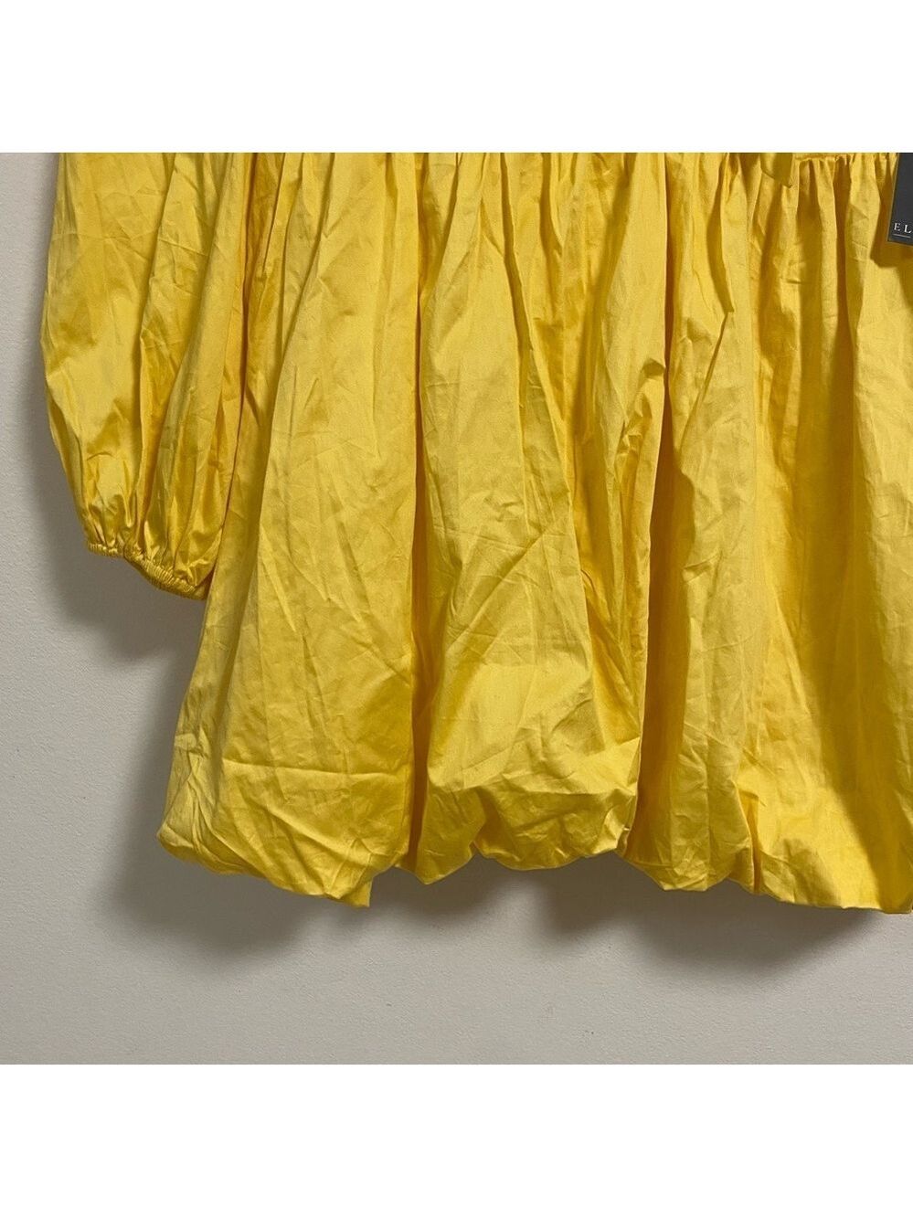 Eloquii Dress Women’s Size 16 Yellow Bubble hem Puff Sleeve Mini Dress NWT - Picture 6 of 15